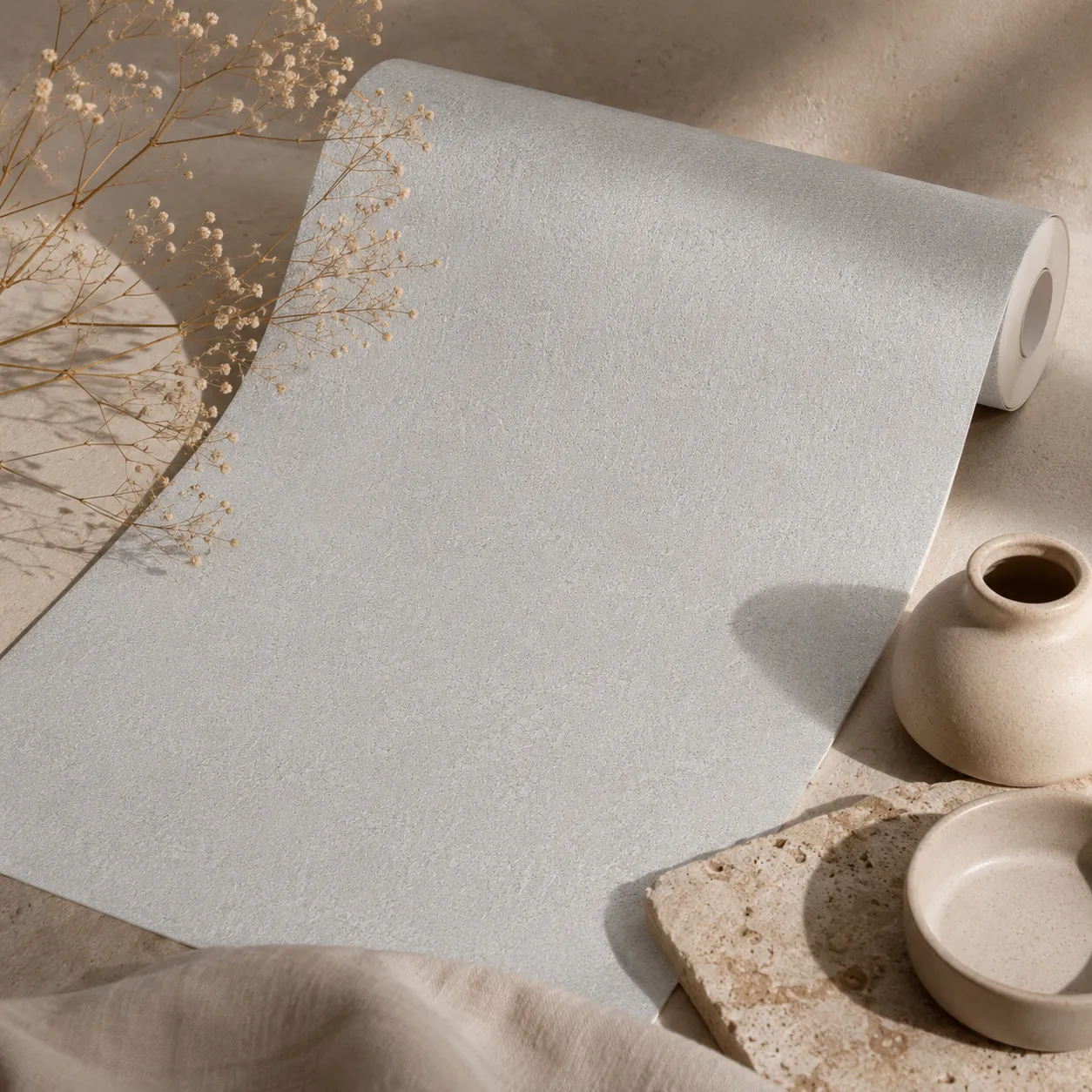 Papel tapiz textura cementada, Gris perla (053*10M)