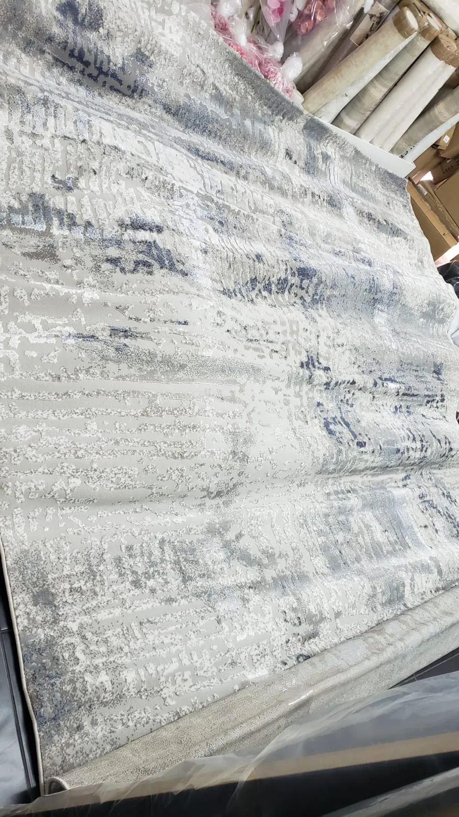 Alfombra abstracta Ireland, Gris carbón, grosor 2 cm, reverso de yute (160*230cm)