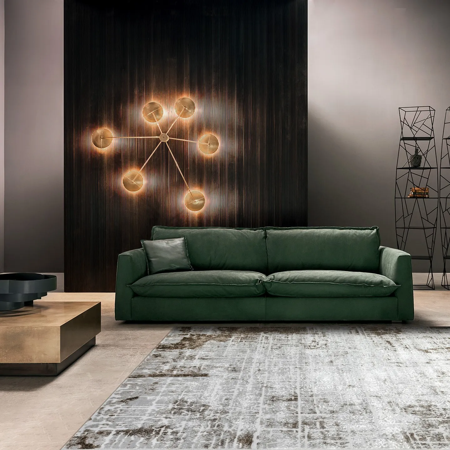 Alfombra abstracta Ireland, Hueso y café, grosor 2 cm, reverso de yute (160*230cm)