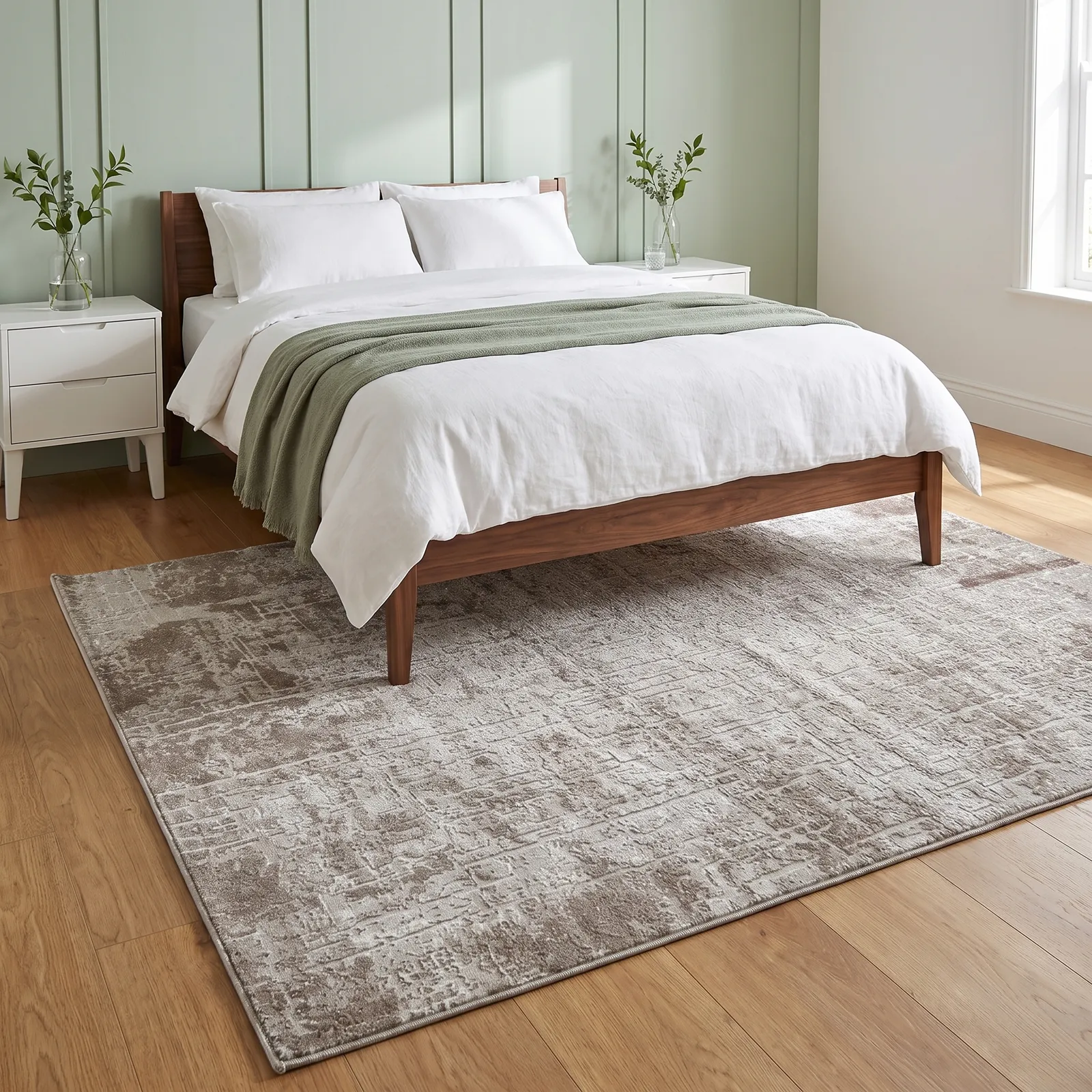 Alfombra abstracta Ireland, Hueso y café, grosor 2 cm, reverso de yute (160*230cm)