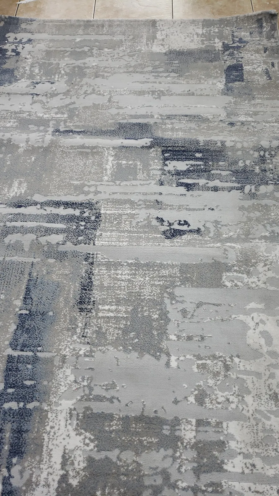 Alfombra abstracta Ireland, Gris y azul, grosor 2 cm, reverso de yute (160*230cm)