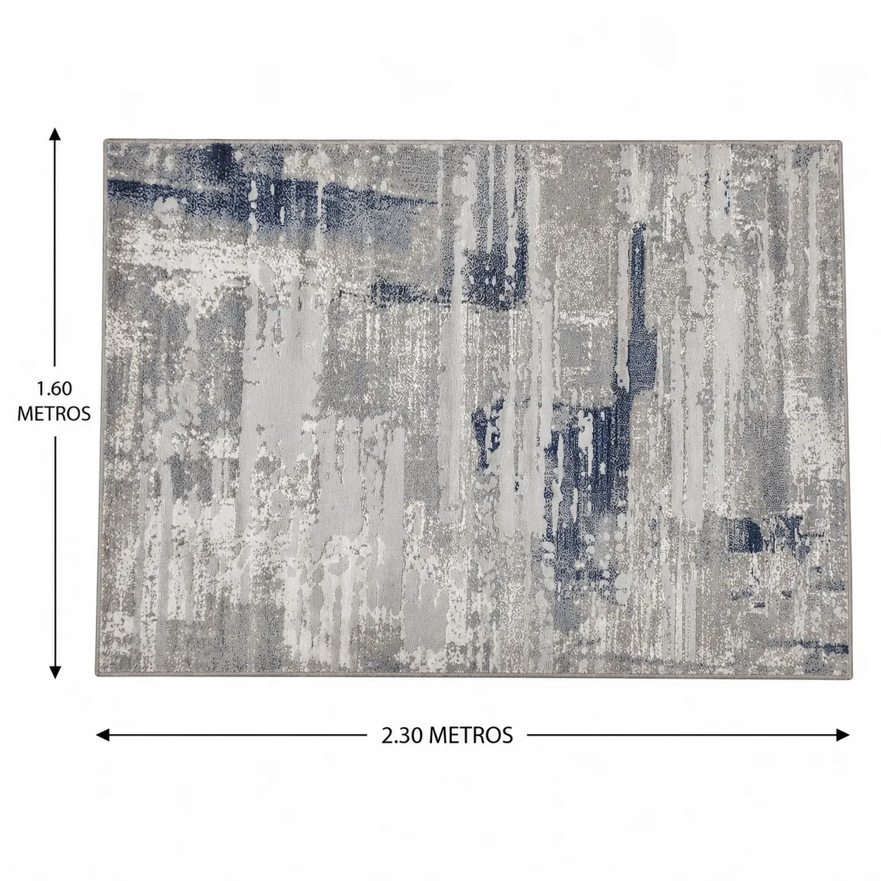 Alfombra abstracta Ireland, Gris y azul, grosor 2 cm, reverso de yute (160*230cm)