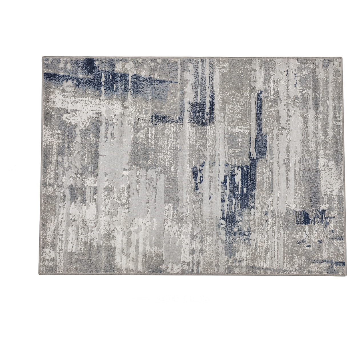 Alfombra abstracta Ireland, Gris y azul, grosor 2 cm, reverso de yute (160*230cm)