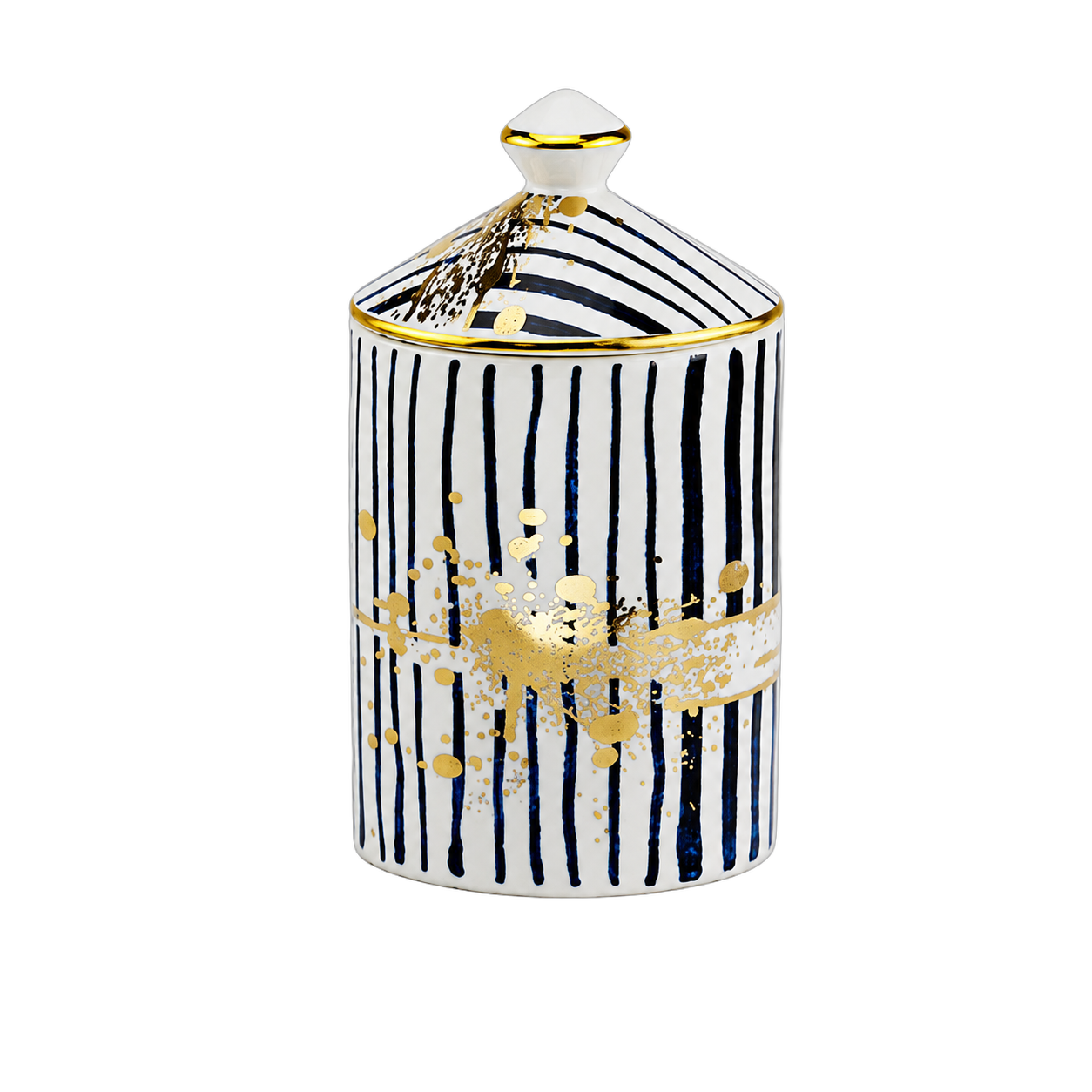 Vela aromática must rayas, Azul y dorado (9*16cm)