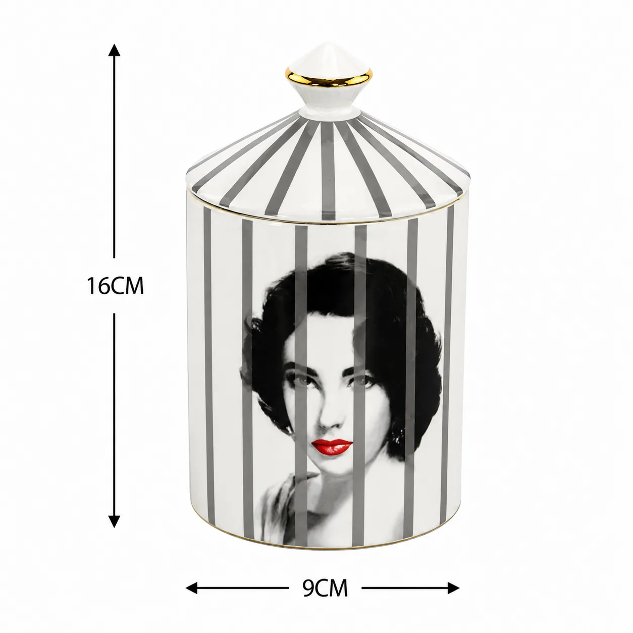 Vela aromática vainilla rostro retro rayado, Blanco y negro (9*16cm)