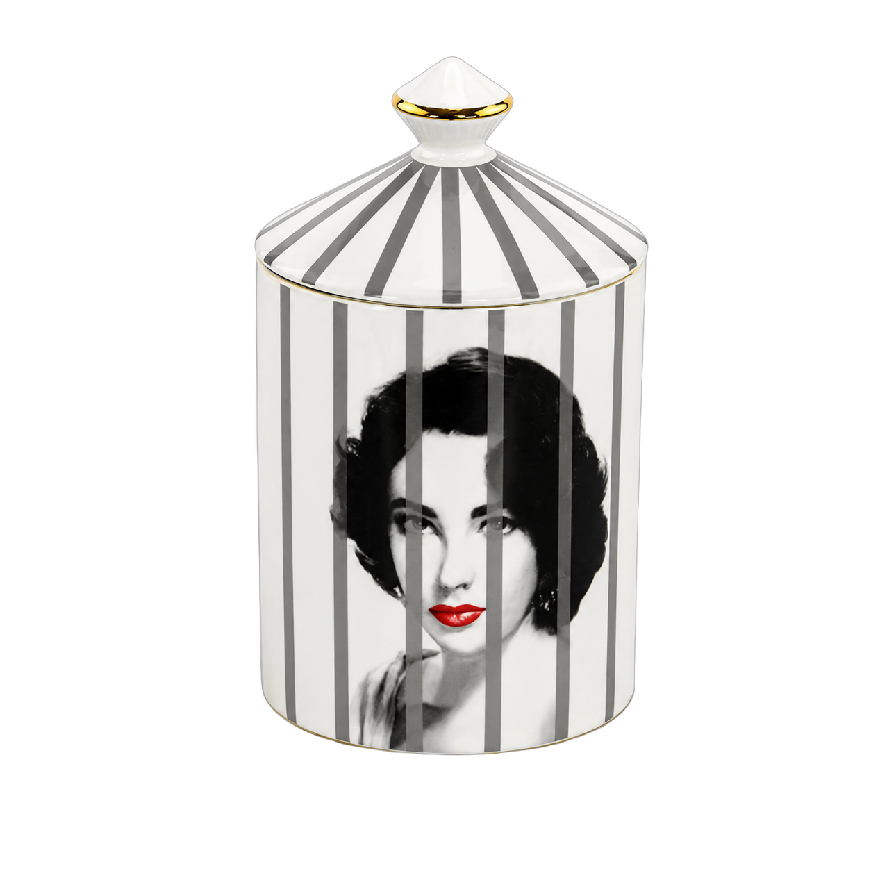 Vela aromática vainilla rostro retro rayado, Blanco y negro (9*16cm)
