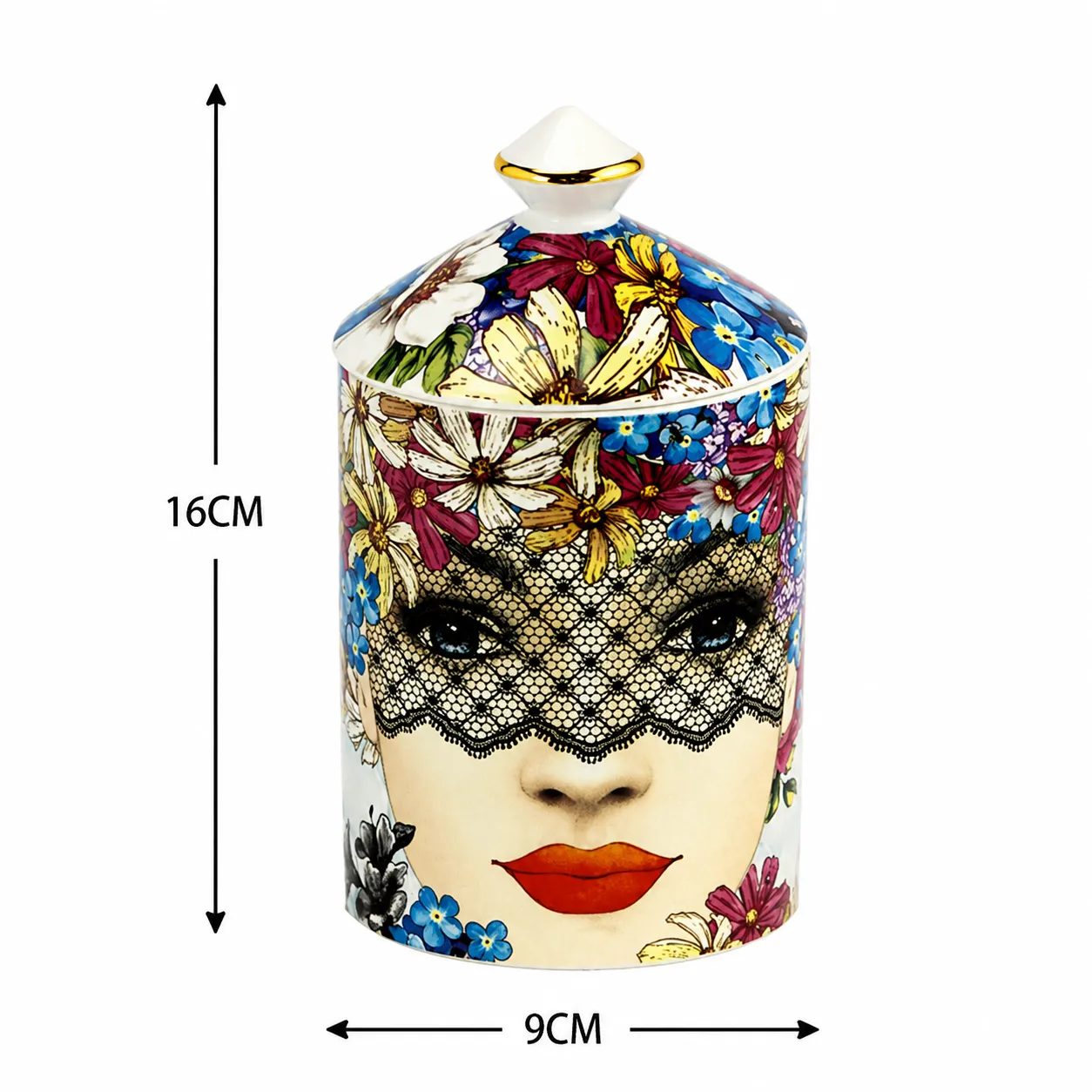 Vela aromática vainilla rostro con encaje, Multicolor (9*16cm)