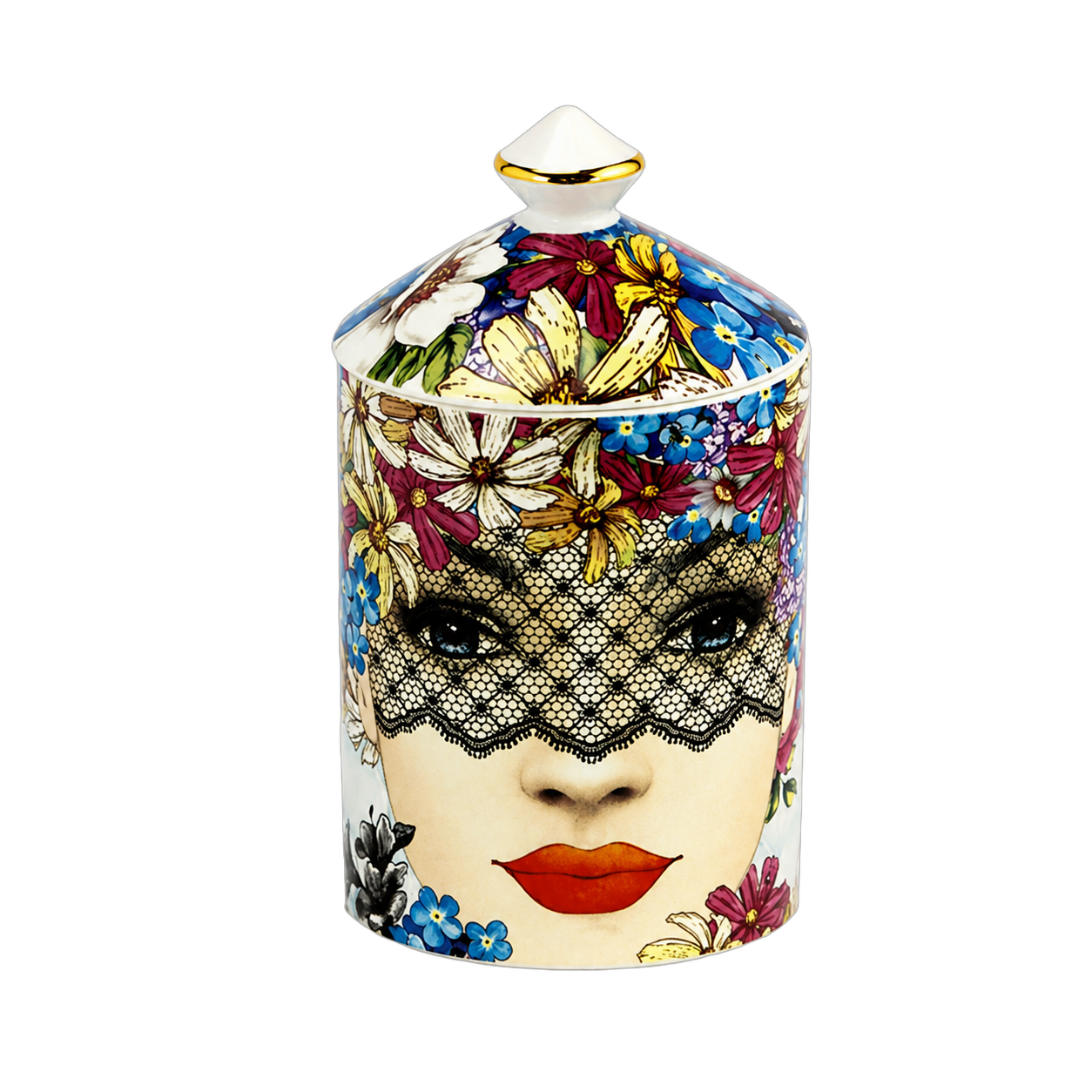 Vela aromática vainilla rostro con encaje, Multicolor (9*16cm)