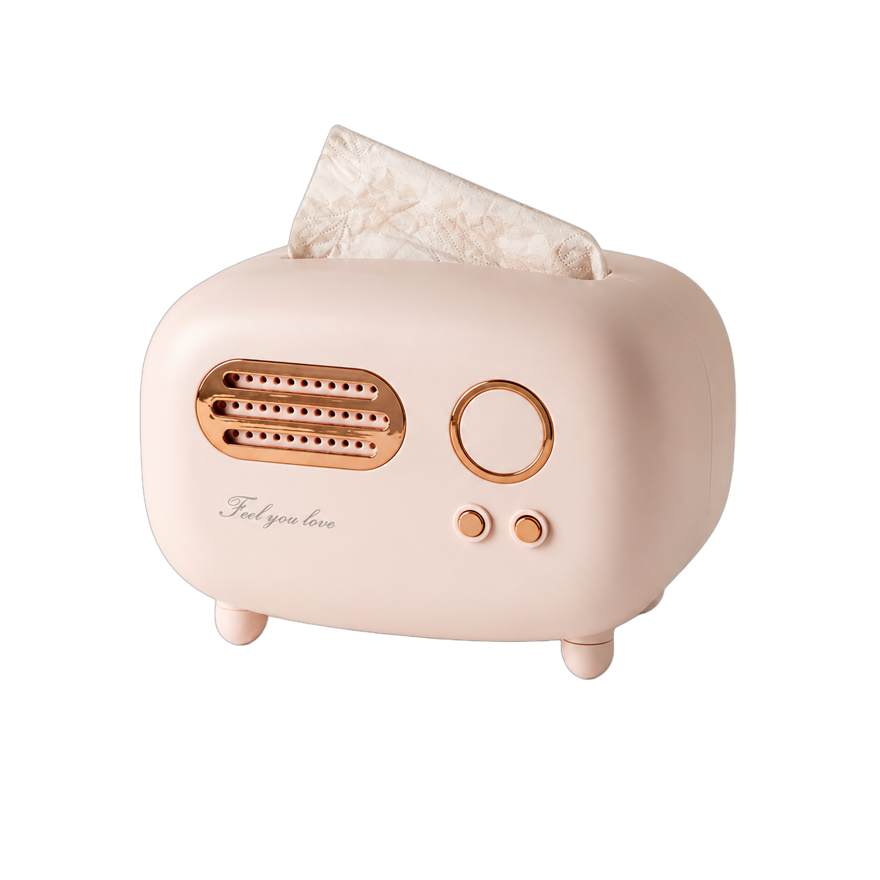 Caja tissue radio vintage, Rosado (19.7*12*14cm)