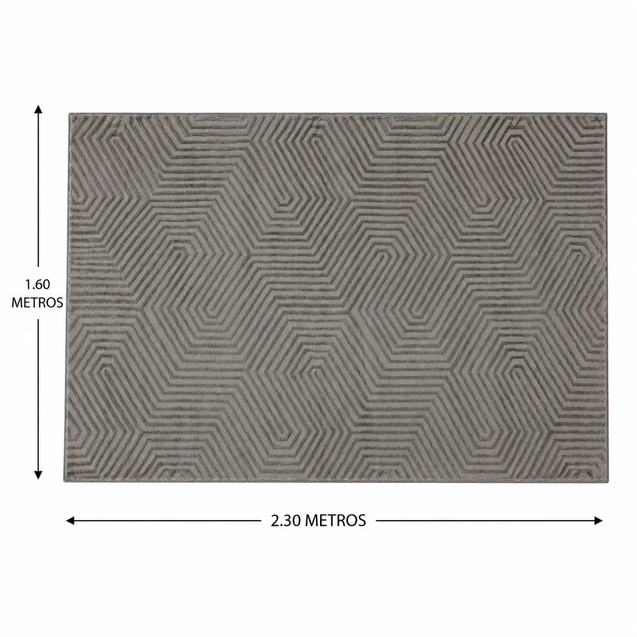 Alfombra geométrica minimalista, Hueso, grosor 2 cm, reverso de yute (160*230cm)