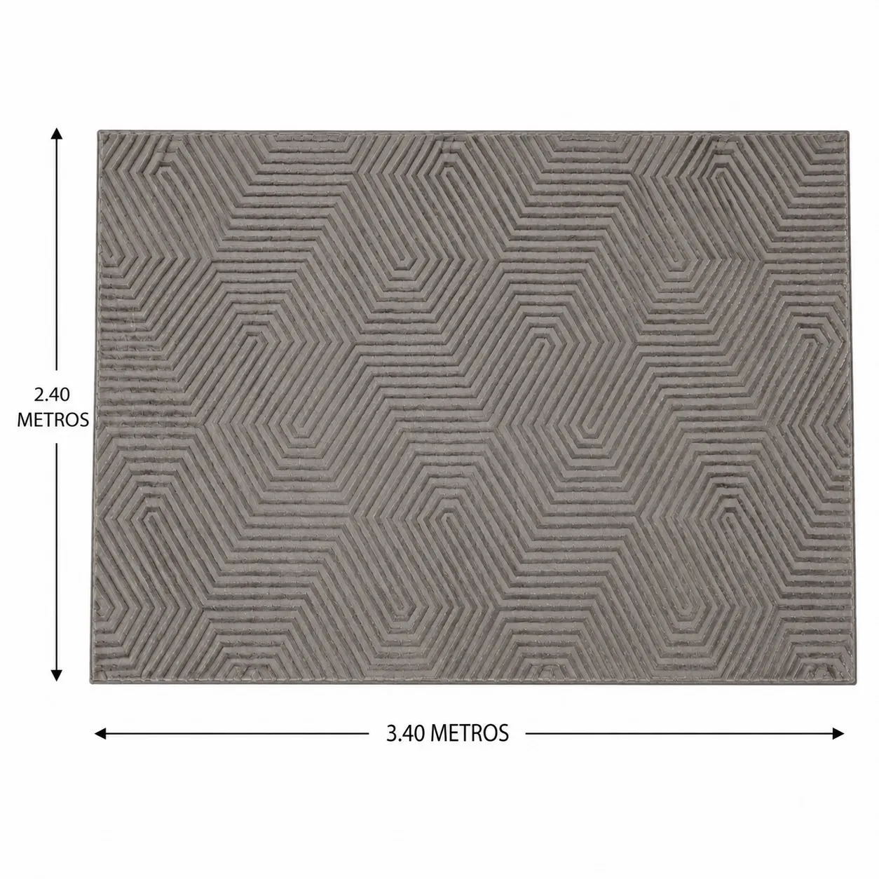 Alfombra Cloud Trail Geométrica XL, Hueso, grosor 2 cm, reverso de yute (240*340cm)