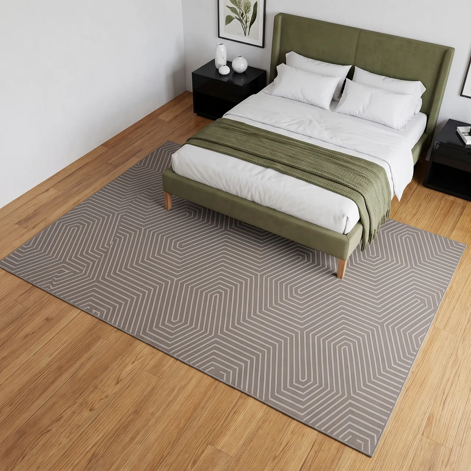 Alfombra Cloud Trail Geométrica XL, Hueso, grosor 2 cm, reverso de yute (240*340cm)
