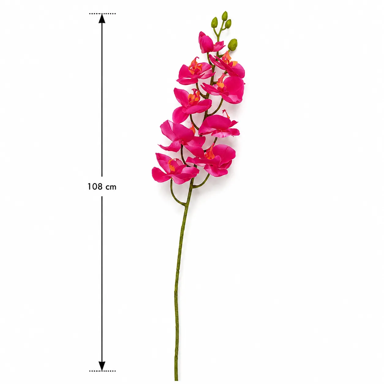 Ramo individual de orquídea artificial real al tacto fucsia (108cm)