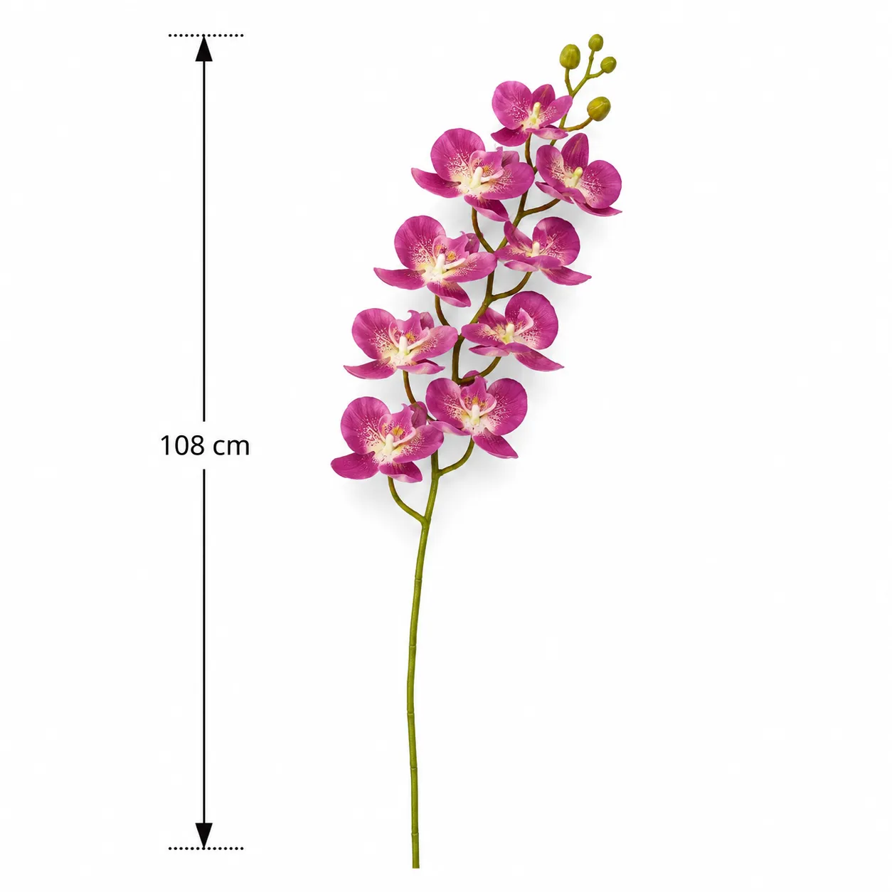 Ramo individual de orquídea artificial real al tacto lila con verde (108cm)