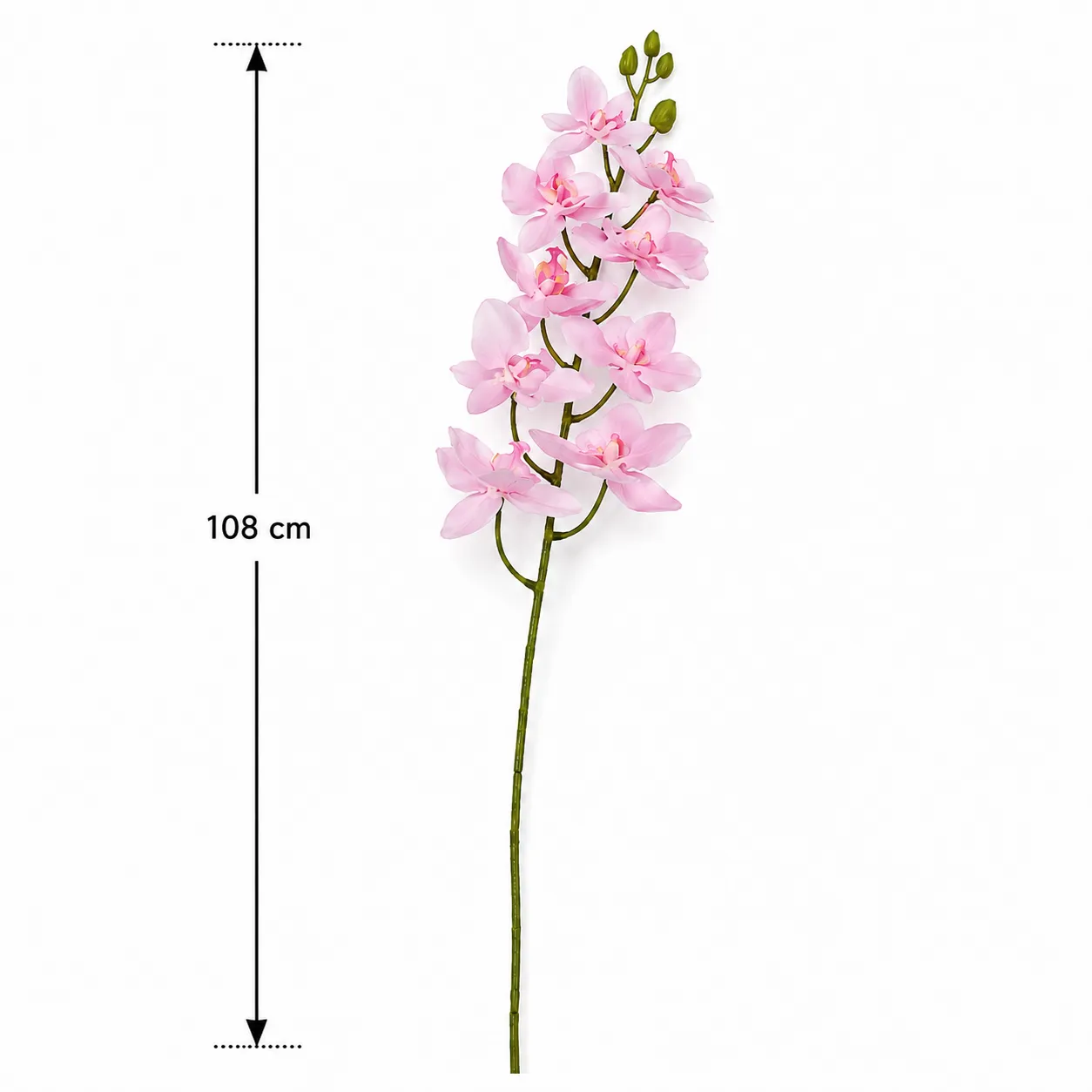 Ramo individual de orquídea artificial real al tacto rosado (108cm)