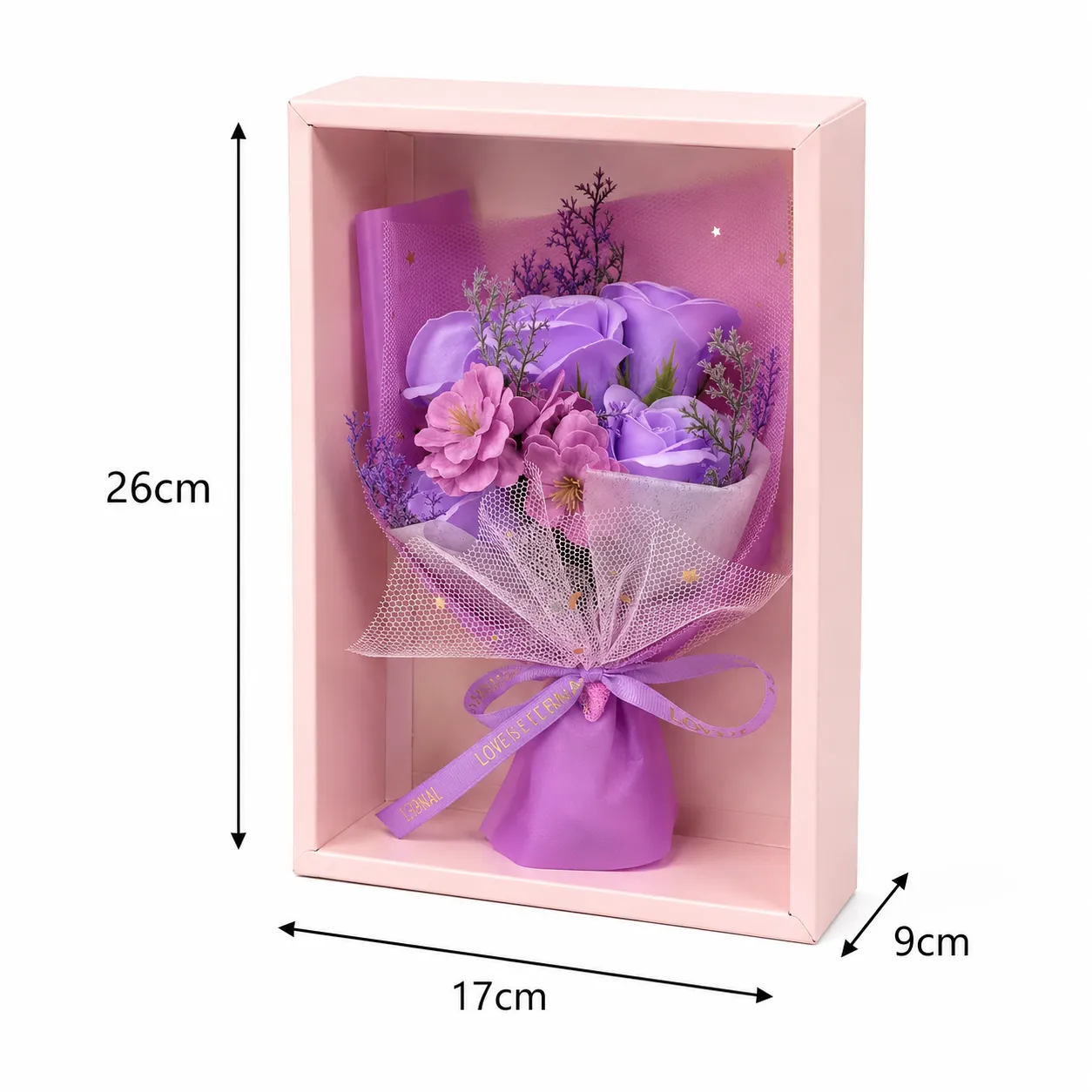 Bouquet de jabón en caja, Lila (17*9*26)