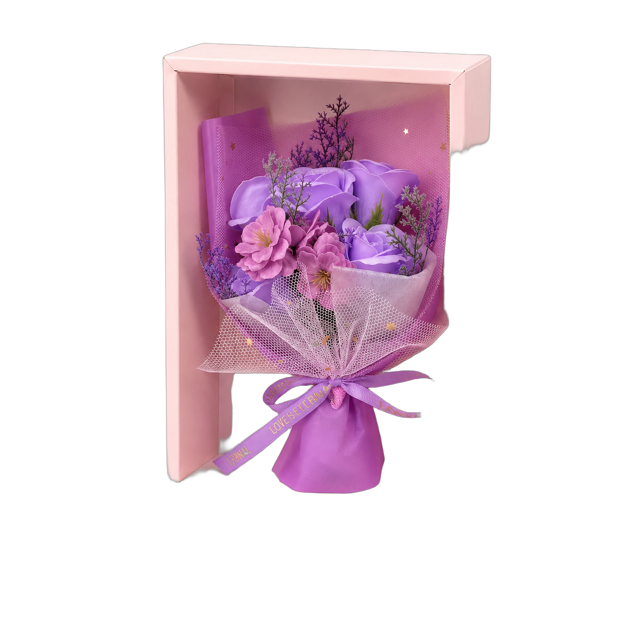 Bouquet de jabón en caja, Lila (17*9*26)