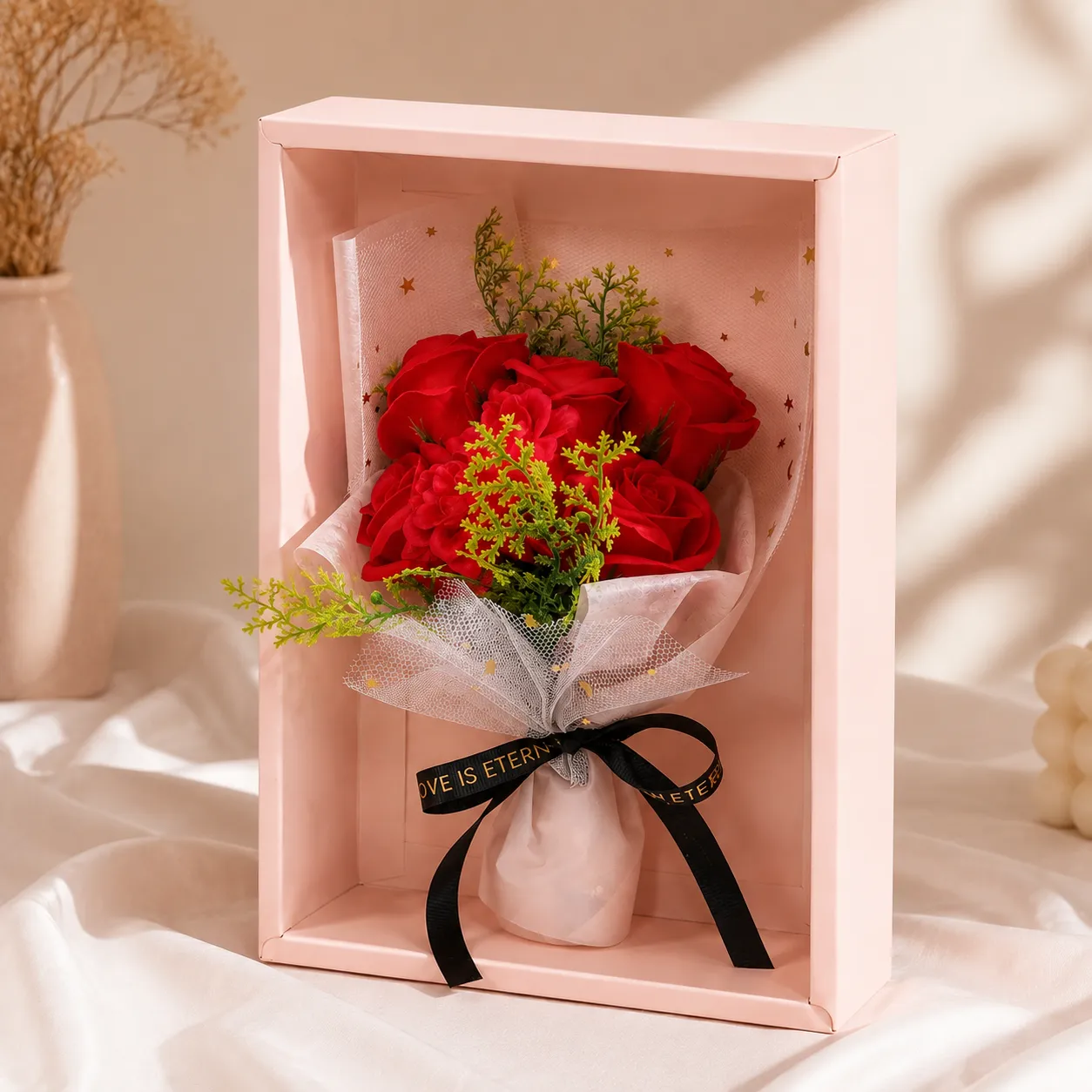 Bouquet de jabón en caja, Rojo (17*9*26)