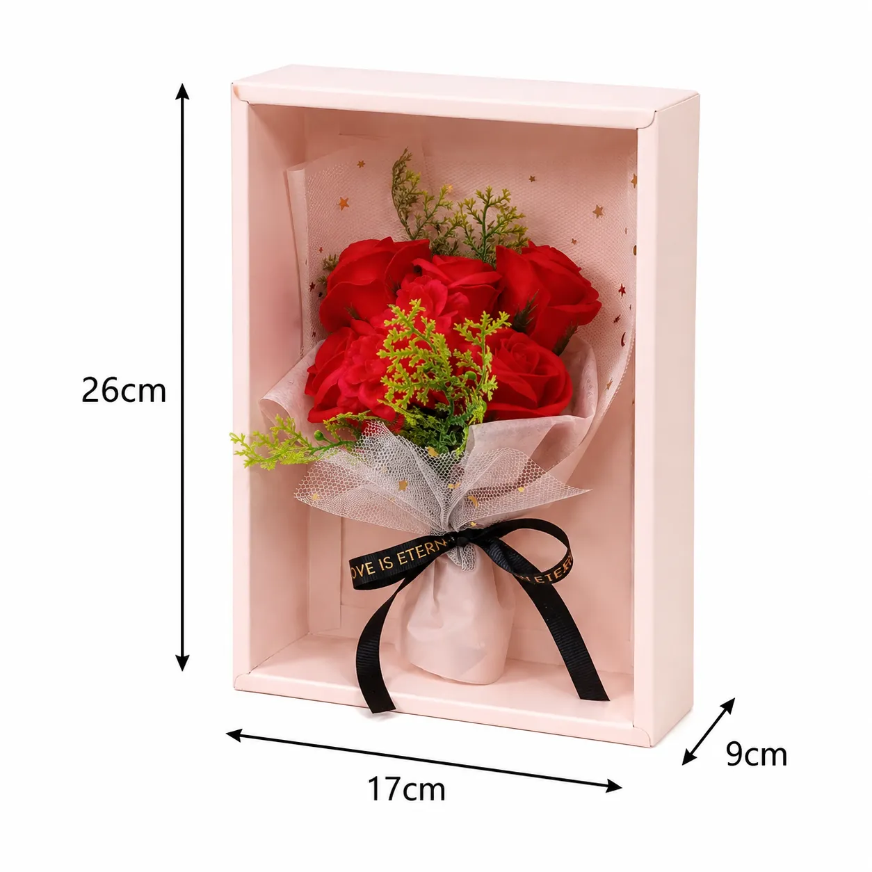 Bouquet de jabón en caja, Rojo (17*9*26)