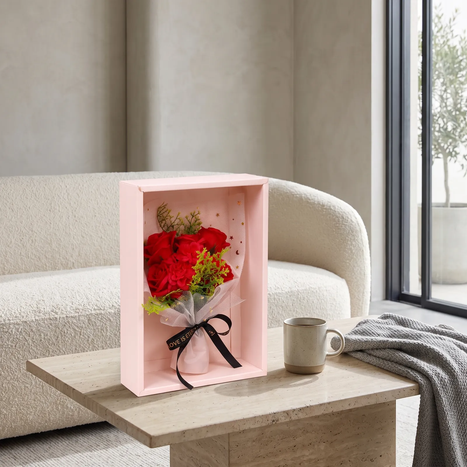 Bouquet de jabón en caja, Rojo (17*9*26)