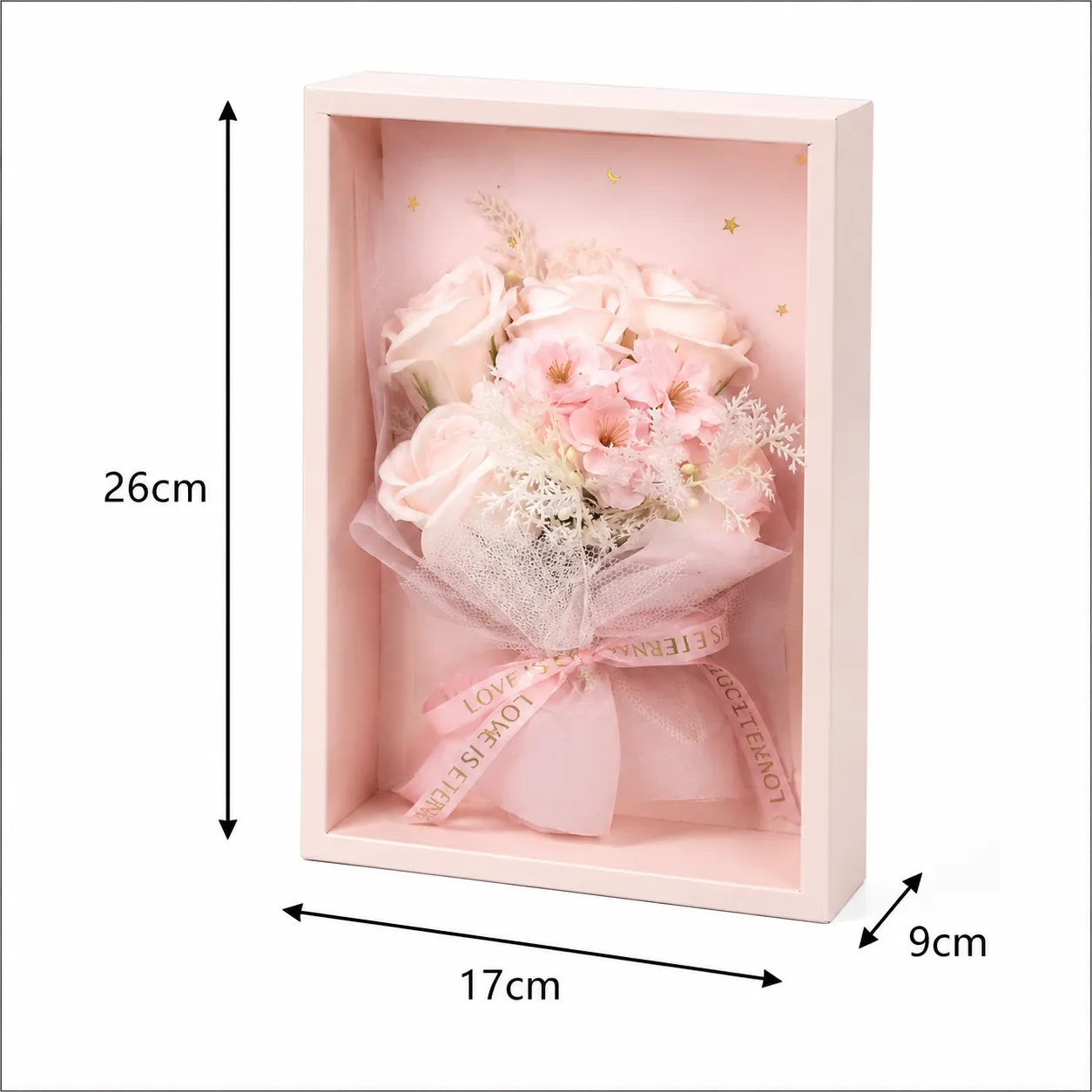 Bouquet de jabón en caja, Rosado (17*9*26)