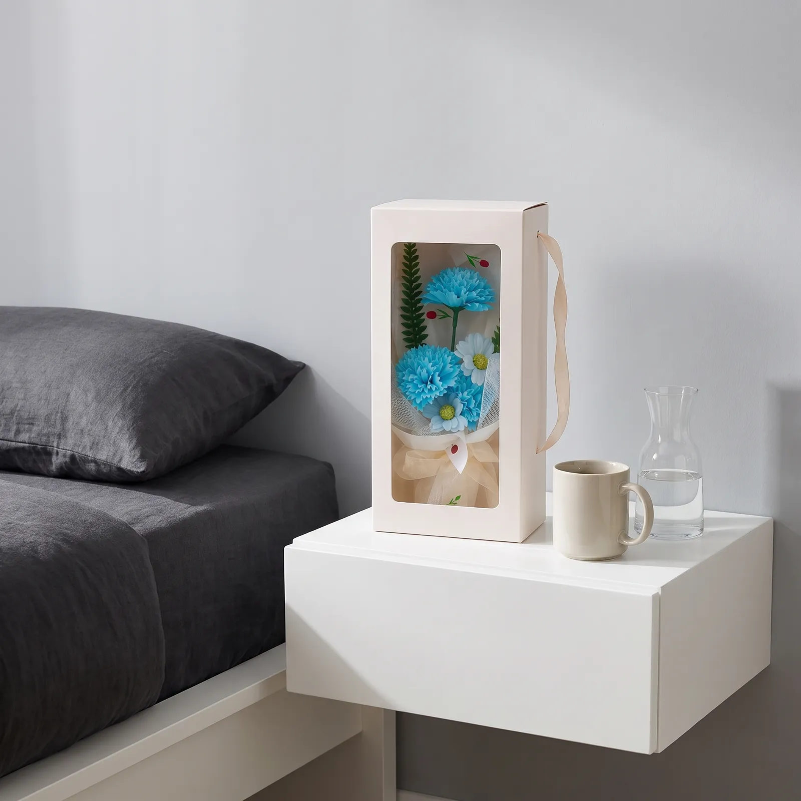 Bouquet de jabón en bolsa ventana, Celeste (12*9*27cm)