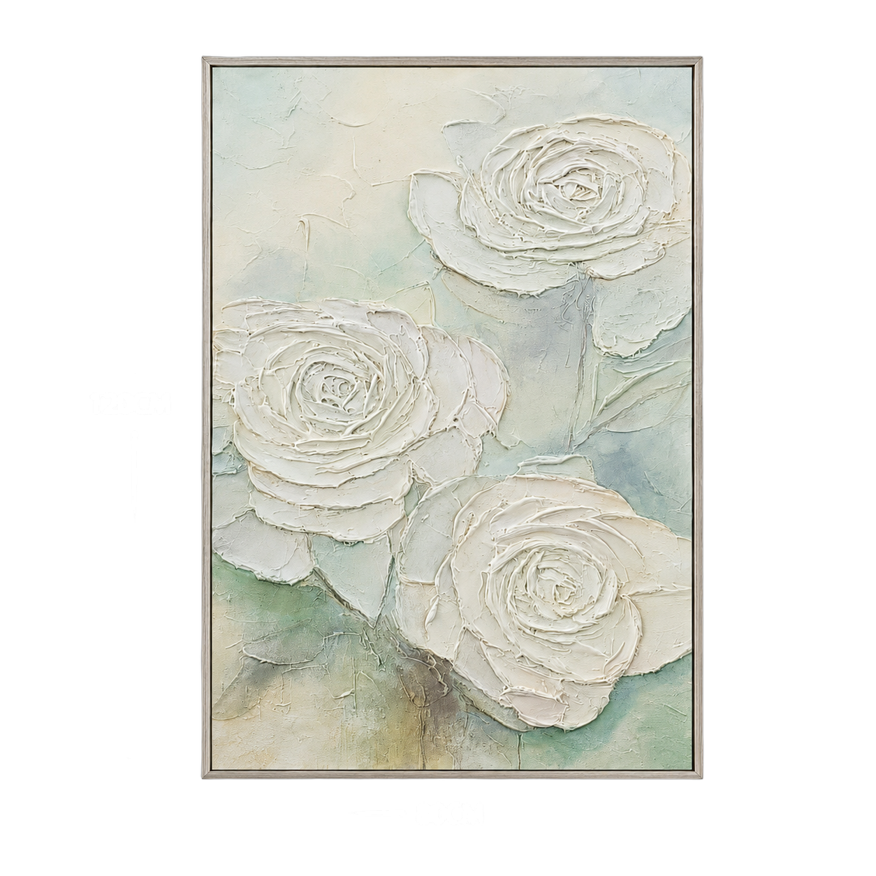 Cuadro abstracto rosas, pintura de óleo hecho a mano, Verde (80*120cm)
