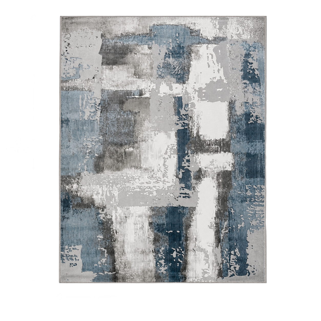 Alfombra abstracta Kris extra grande, Azul y gris, grosor 2 cm, reverso de yute (300*400cm)