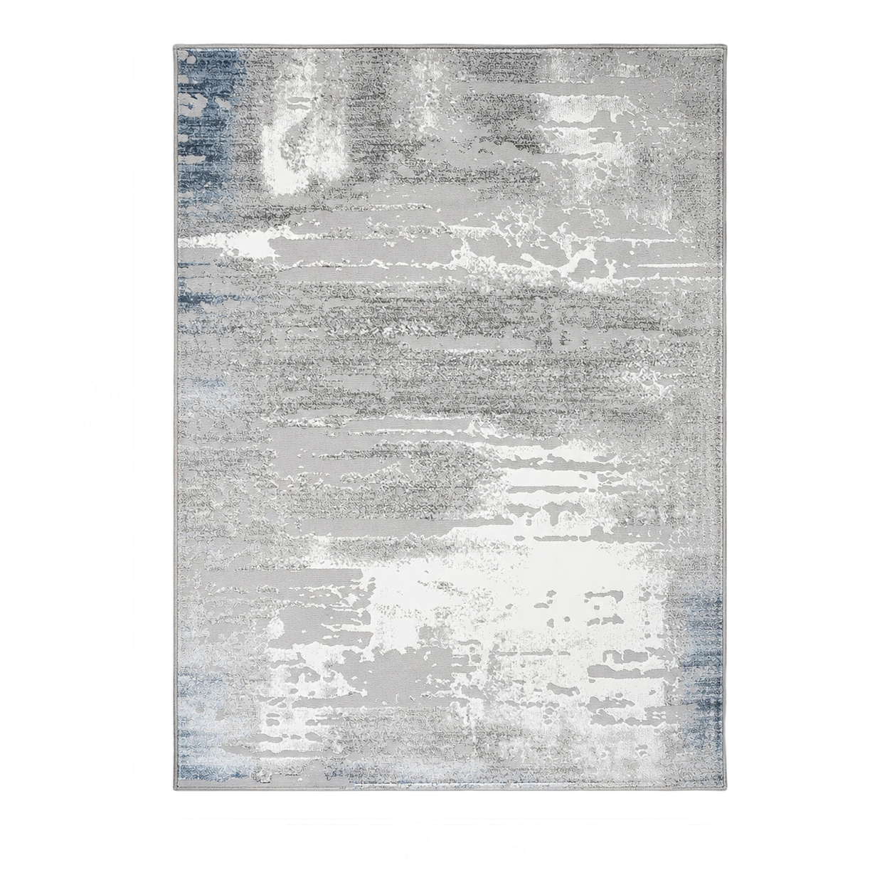 Alfombra abstracta Kris franjas, Azul y gris, grosor 2 cm, reverso de yute (160*230cm)