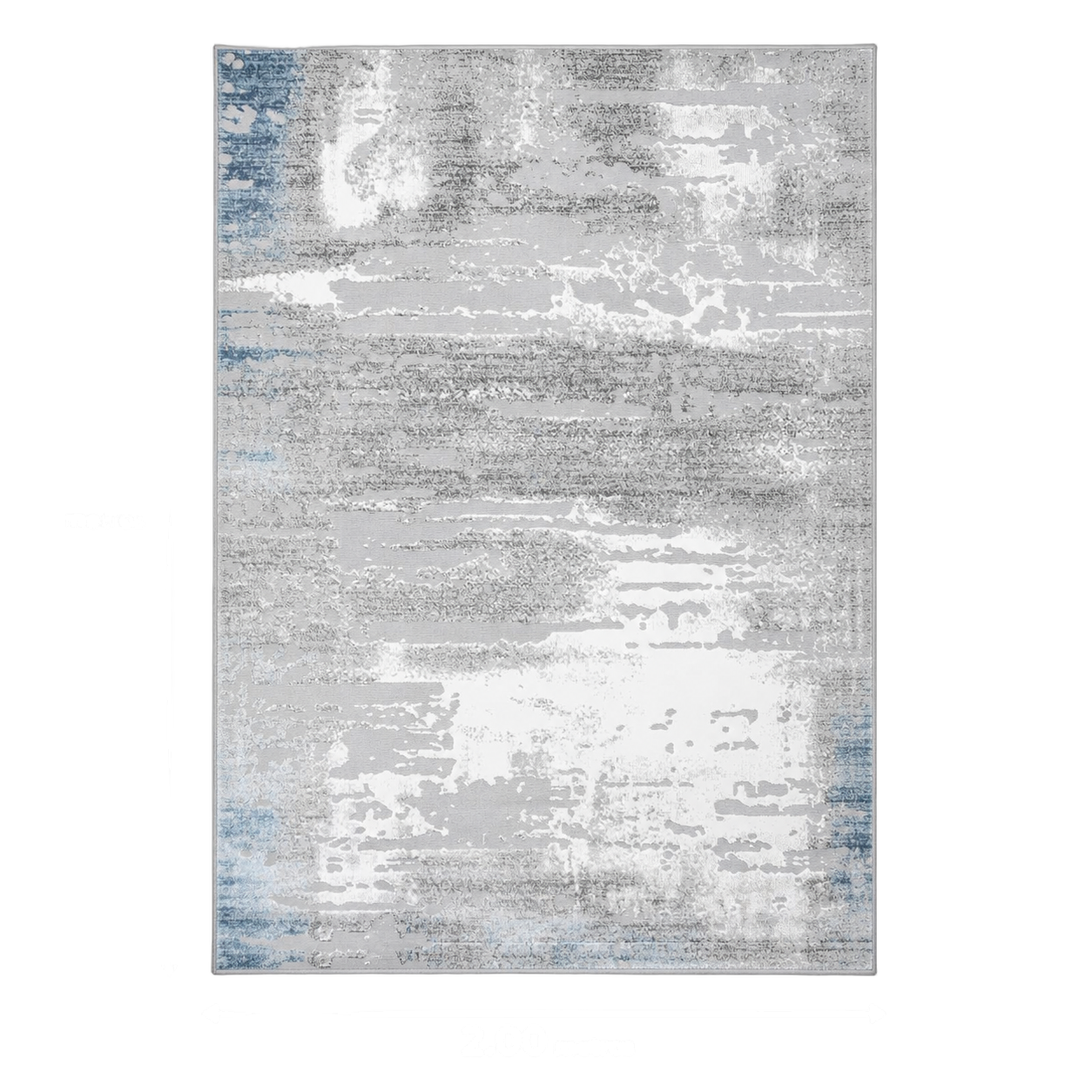 Alfombra abstracta Kris franjas grande, Azul y gris, grosor 2 cm, reverso de yute (200*290cm)