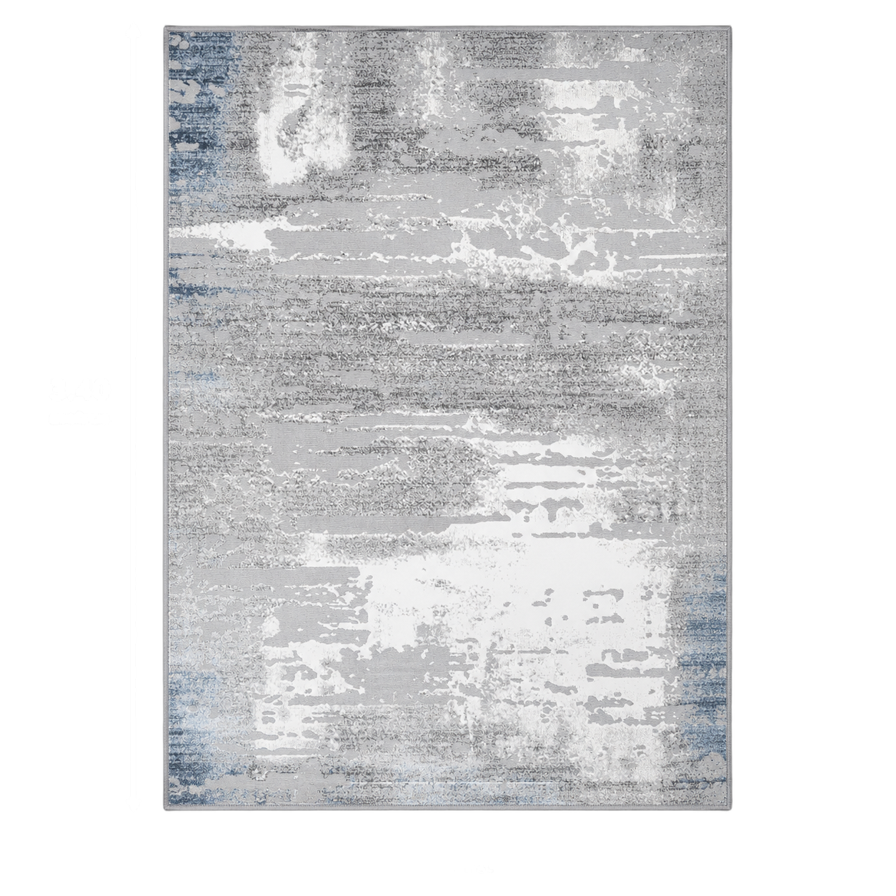 Alfombra abstracta Kris franjas XL, Azul y gris, grosor 2 cm, reverso de yute (240*340cm)