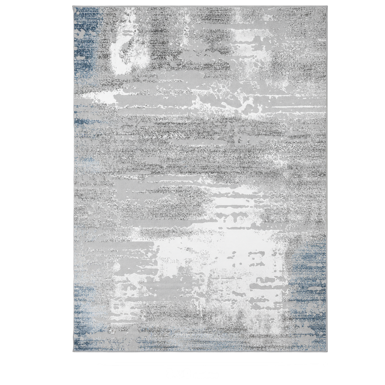 Alfombra abstracta Kris franjas extra grande, Azul y gris, grosor 2 cm, reverso de yute (300*400cm)
