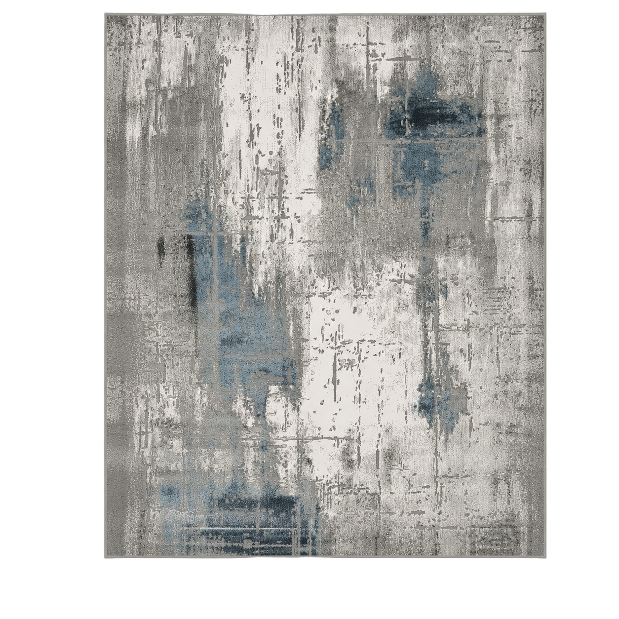 Alfombra abstracta Kris franjas extra grande, Gris azulado, grosor 2 cm, reverso de yute (300*400cm)