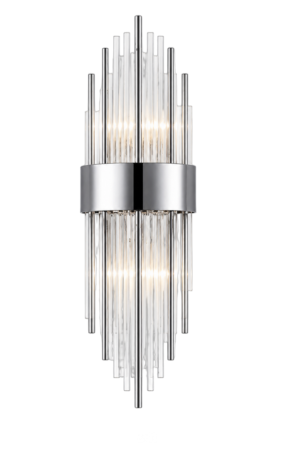 Aplique de pared varillas de cristal pequeño, Plateado (22*60cm) (Foco E14*2 no incluye)