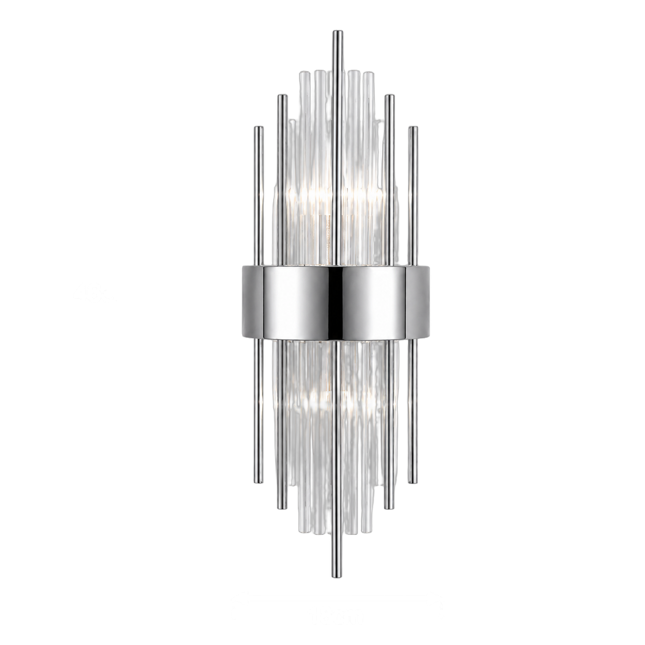 Aplique de pared varillas de cristal grande, Plateado (18*46cm) (Foco E14*2 no incluye)