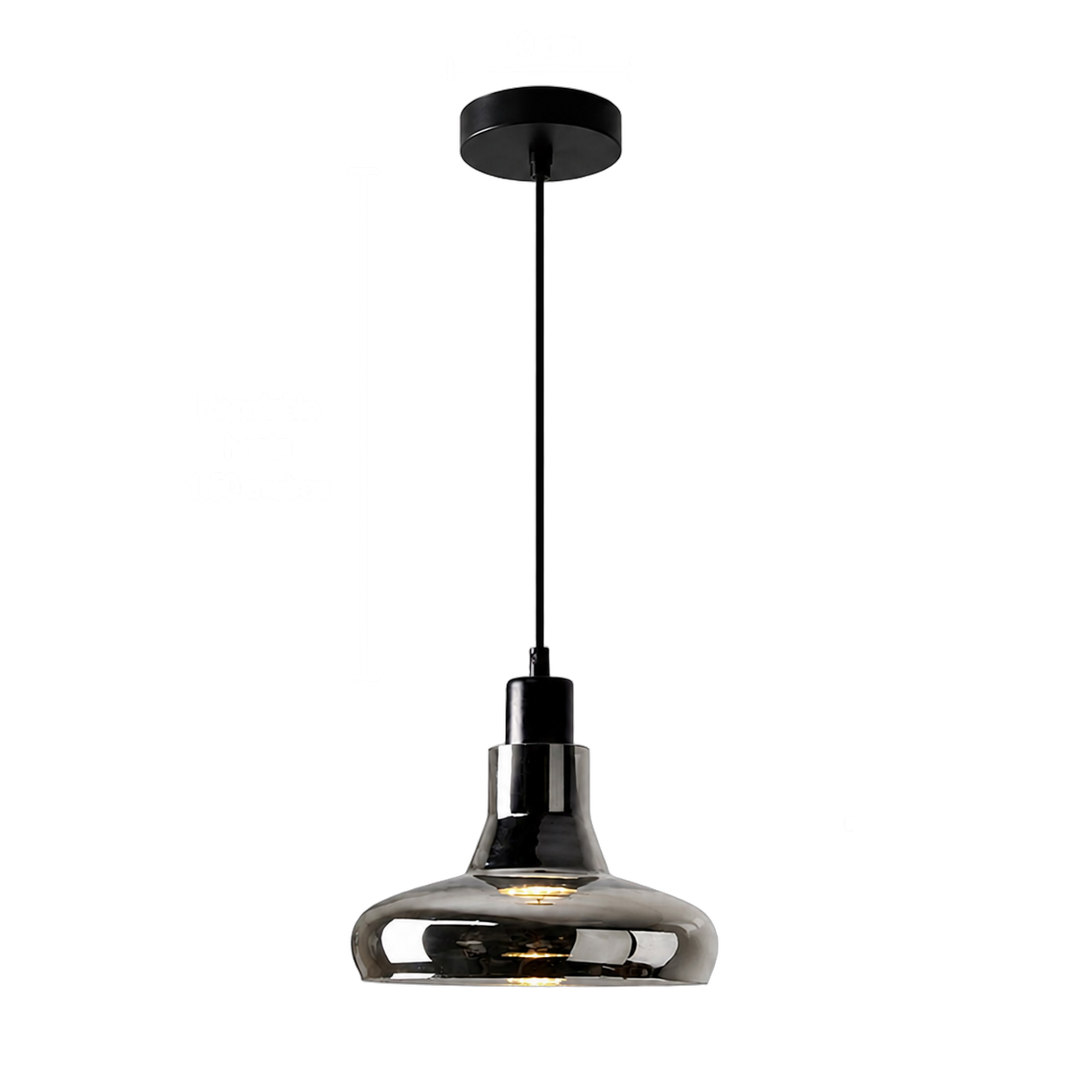 Lámpara colgante campana industrial, Negro (19*17*Regula 150cm) (1 foco E27BULB3000K no incluido)
