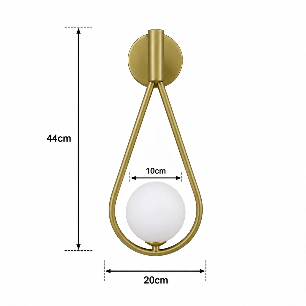 Aplique de pared gota con esfera, Dorado (20*44cm) (1 foco G9 no incluido)