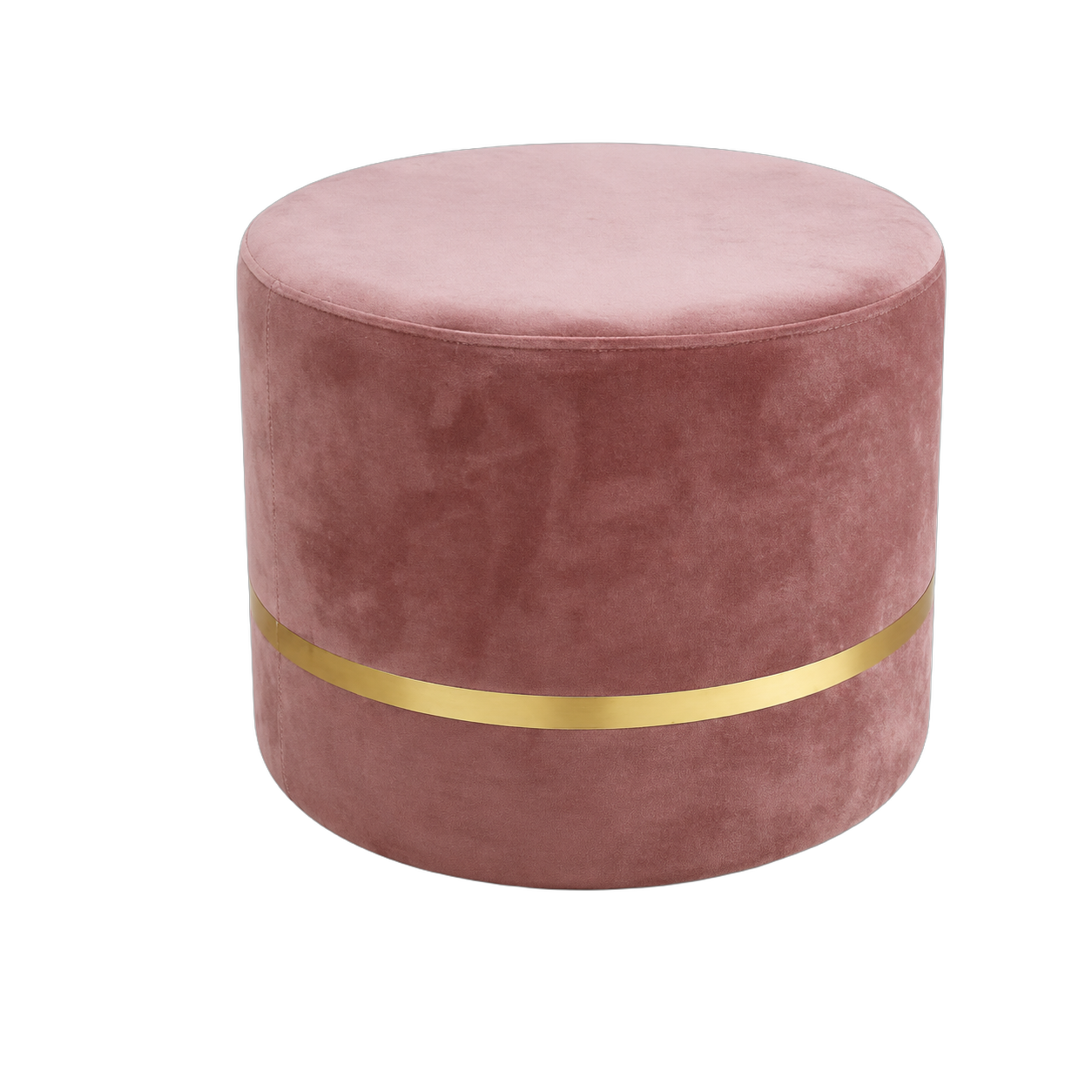 Pouf de terciopelo con ribete, Rosa antiguo (40*40*35cm)