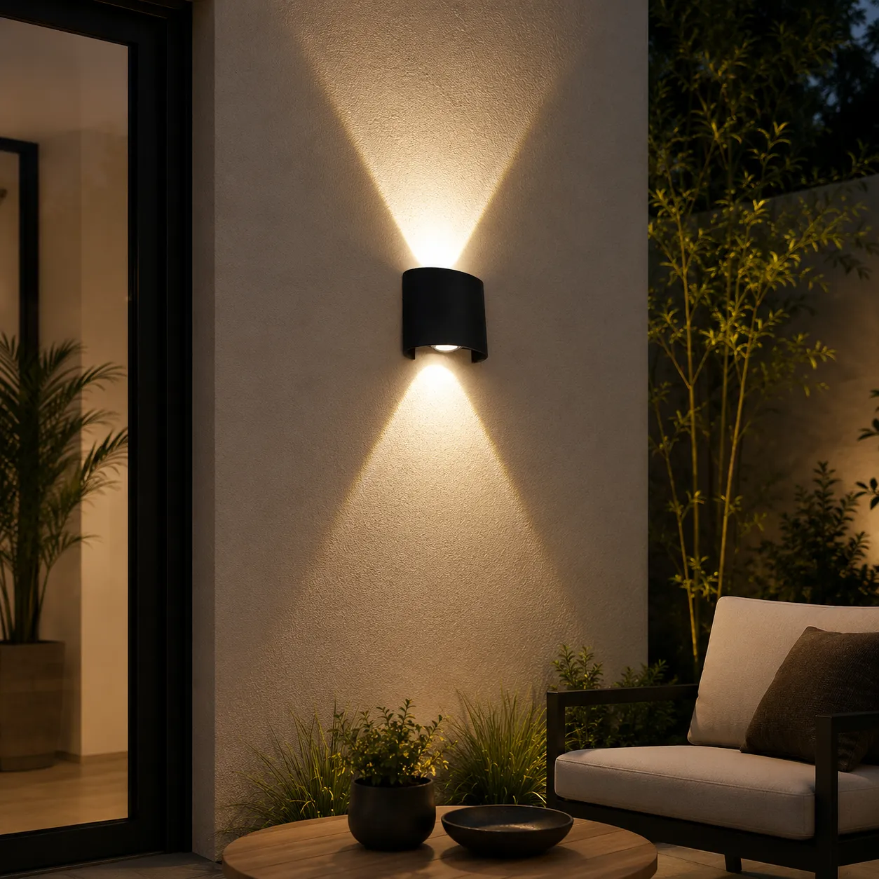 Aplique de pared cilíndrico doble haz, Negro (8*9cm)