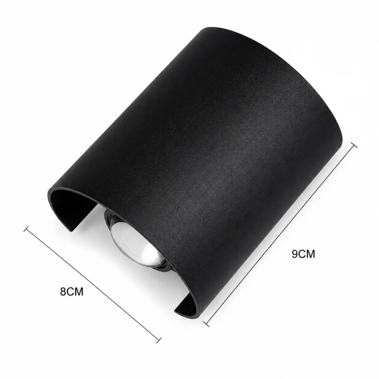 Aplique de pared cilíndrico doble haz, Negro (8*9cm) (Circuito LED integrado, temperatura de luz: cálida 3000K, vida útil 25000 horas)