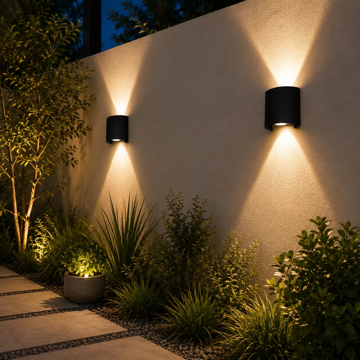 Aplique de pared cilíndrico doble haz, Negro (8*9cm) (Circuito LED integrado, temperatura de luz: cálida 3000K, vida útil 25000 horas)