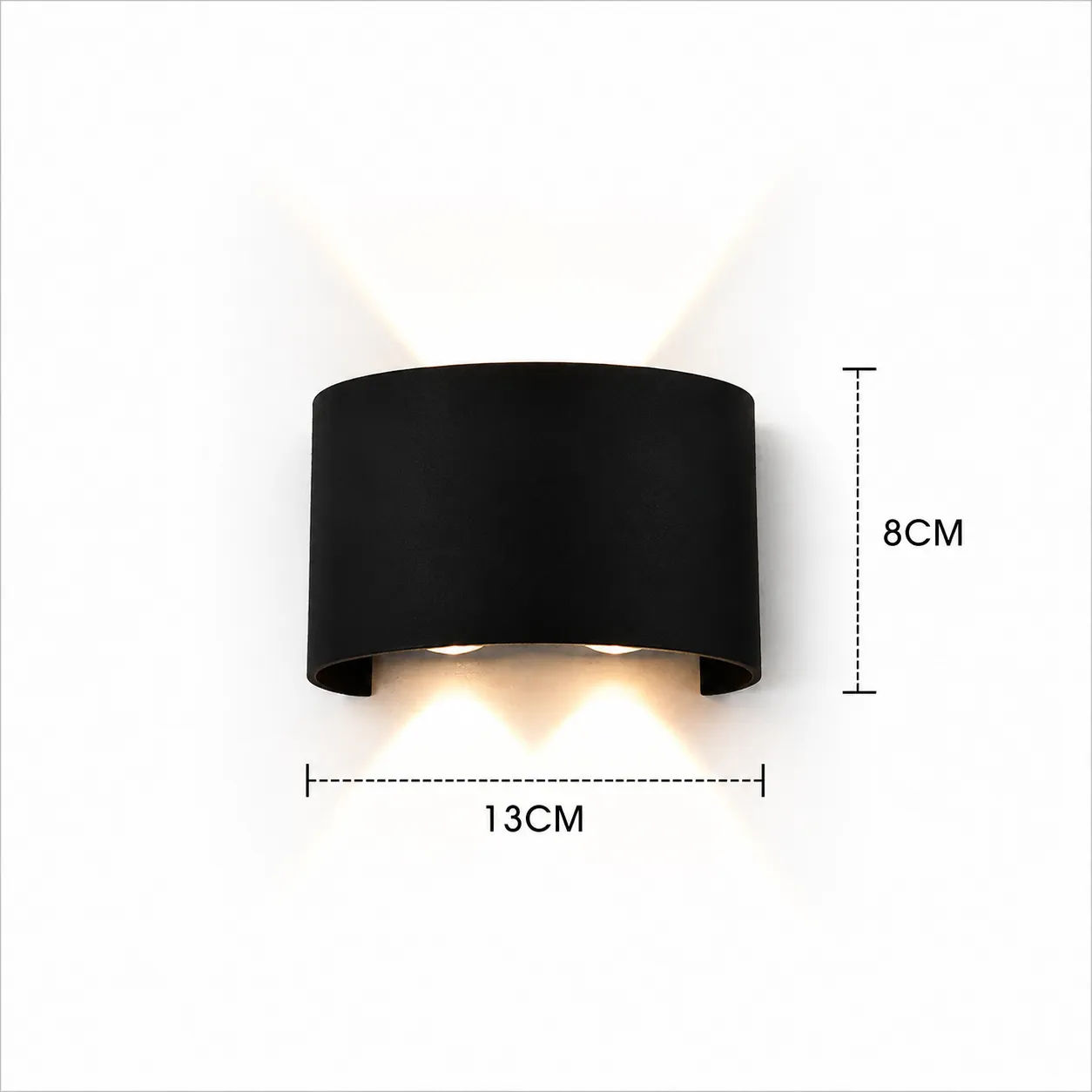 Aplique de pared cilíndrico doble haz, Negro (13*8cm)