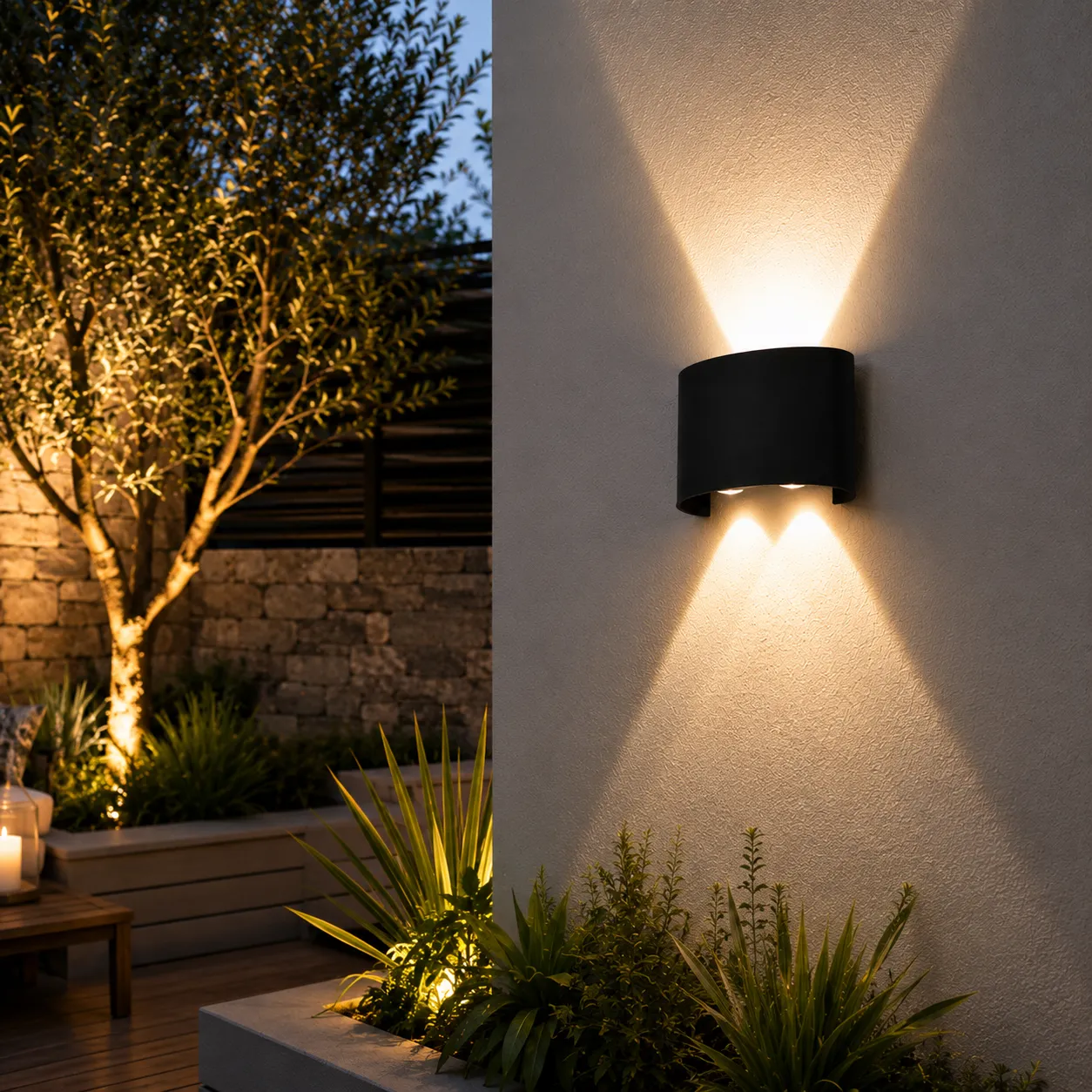 Aplique de pared cilíndrico doble haz, Negro (13*8cm) (Circuito LED integrado, temperatura de luz: cálida 3000K, vida útil 25000 horas)