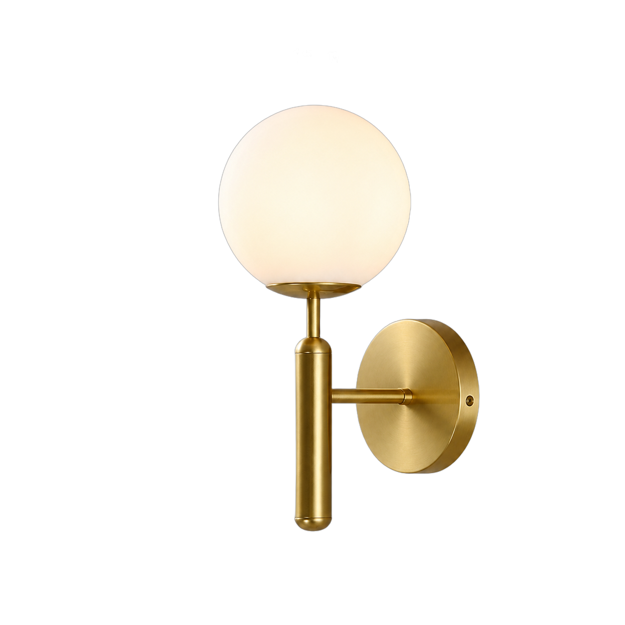 Aplique de pared esfera opalina, Dorado (15*13*32cm) (1 foco E27BULB3000K no incluido)