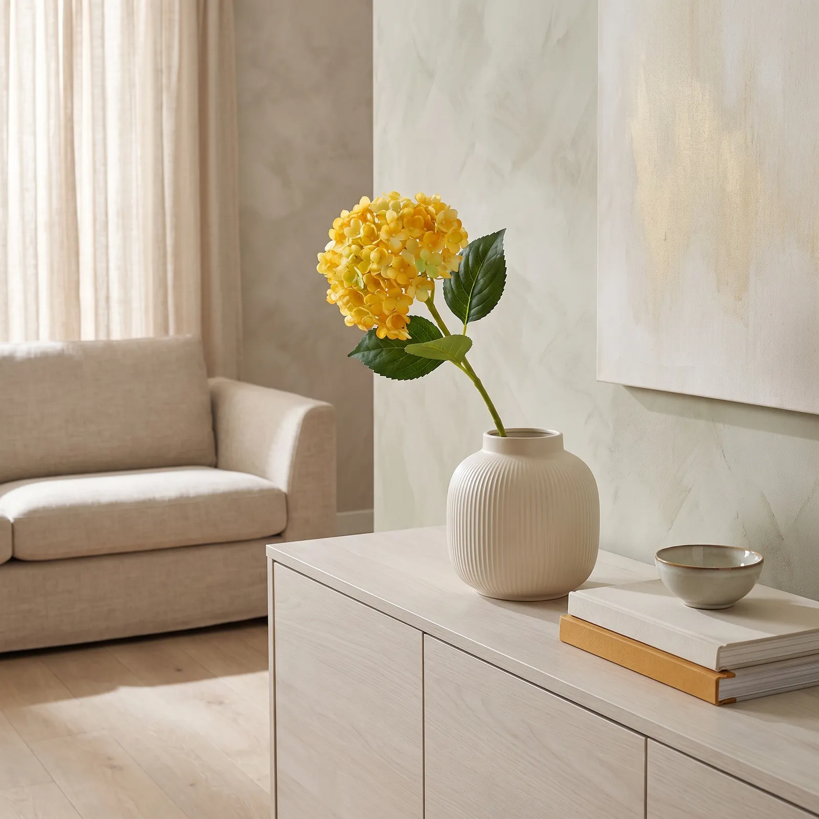 Ramo de hortensias artificiales, Amarillo (20*50cm)