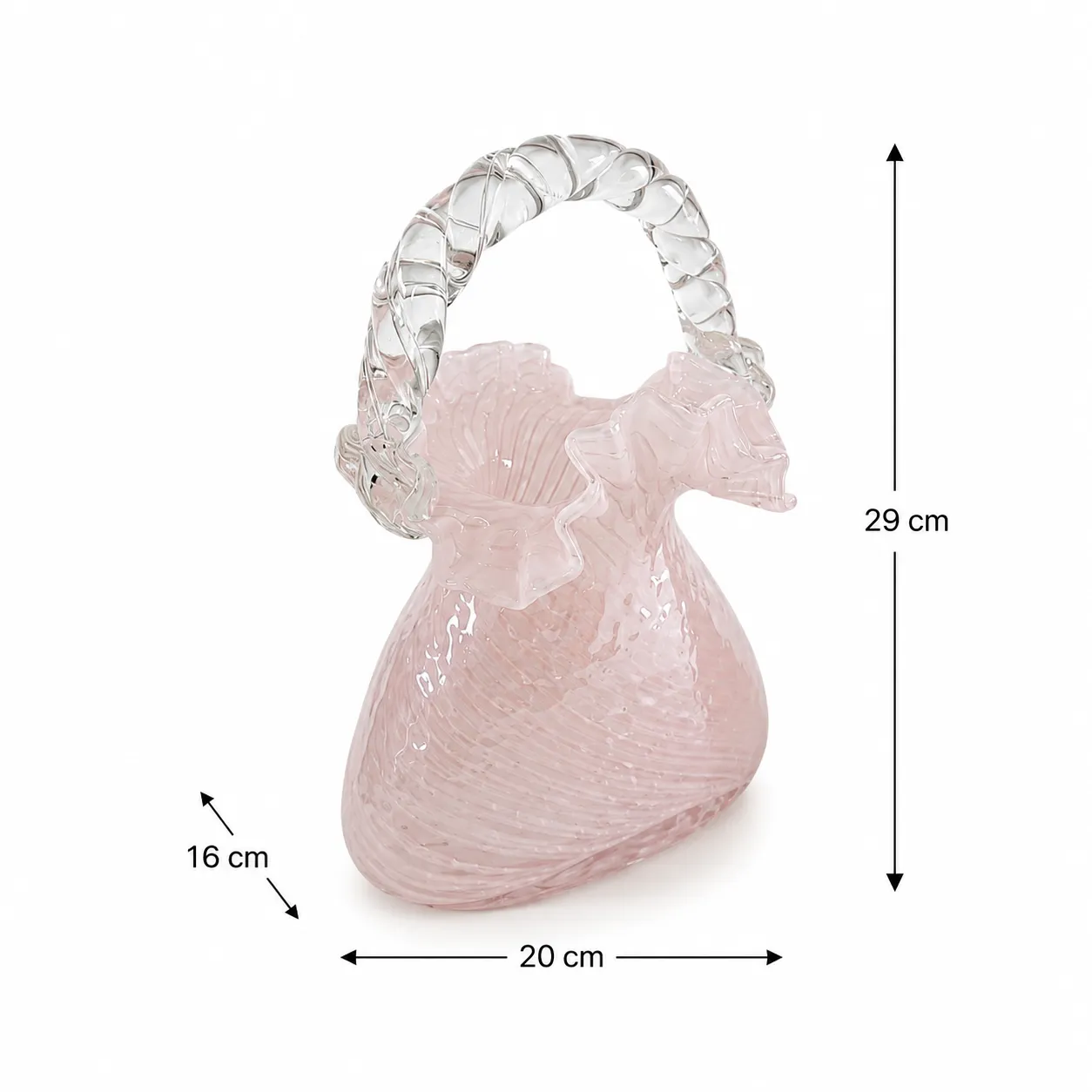 Jarrón de cristal de Murano bouquet cartera grande, Rosado (20*16*29cm)