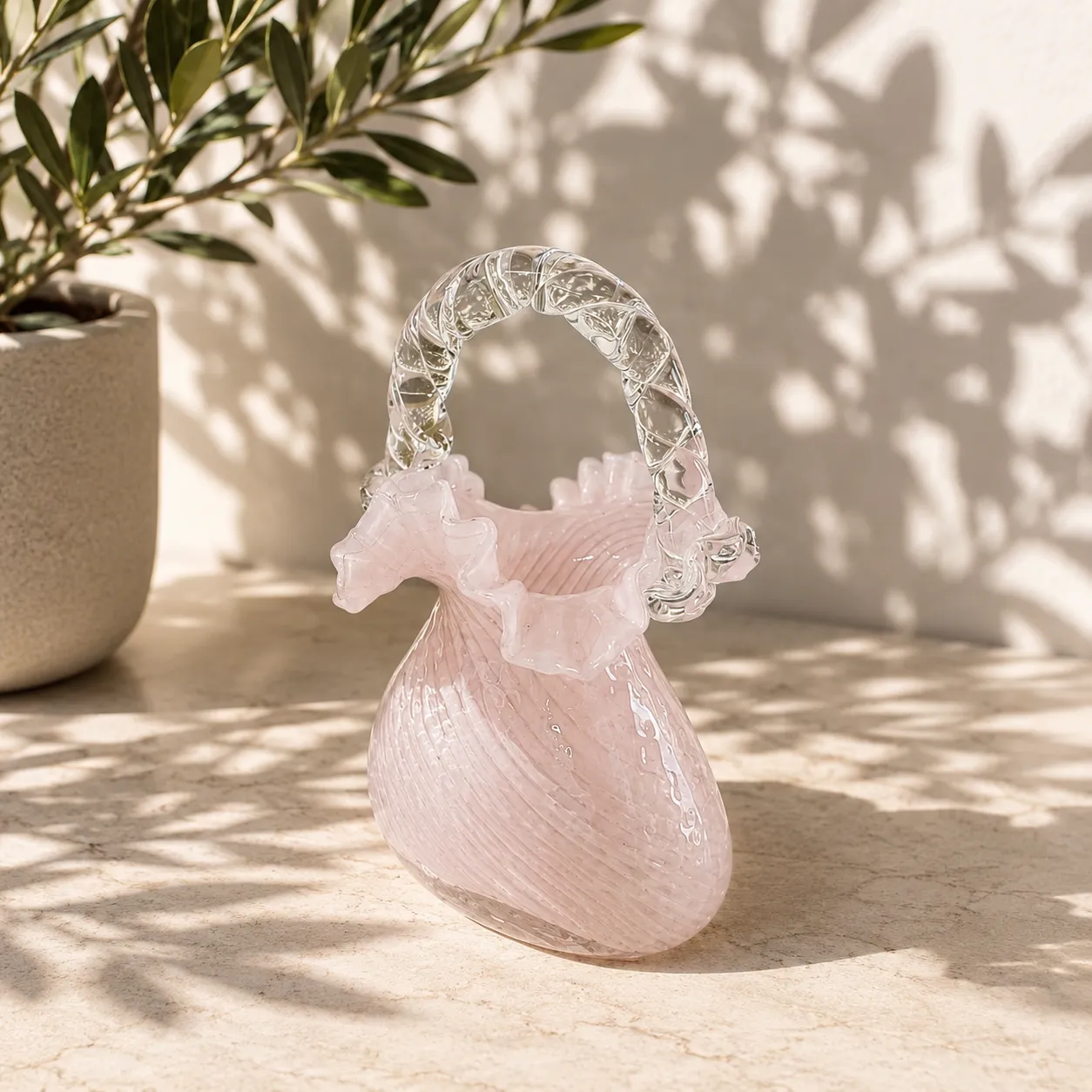 Jarrón de cristal de Murano bouquet cartera grande, Rosado (20*16*29cm)