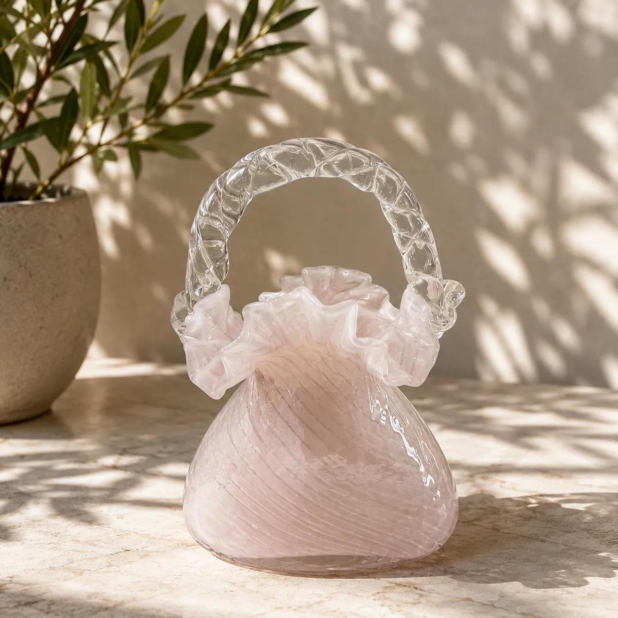 Jarrón de cristal de Murano bouquet cartera grande, Rosado (20*16*29cm)