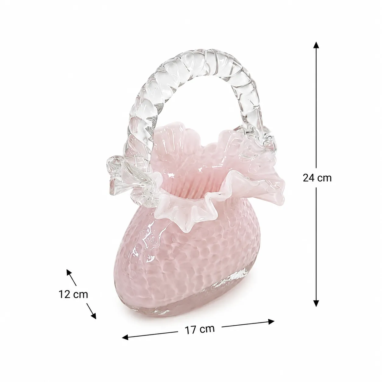 Jarrón de cristal de Murano cartera pequeño, Rosado (17*12*24cm)