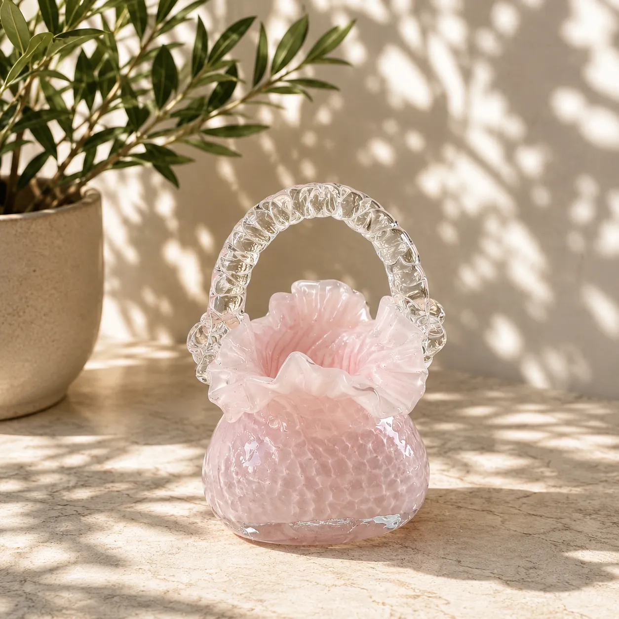 Jarrón de cristal de Murano cartera pequeño, Rosado (17*12*24cm)